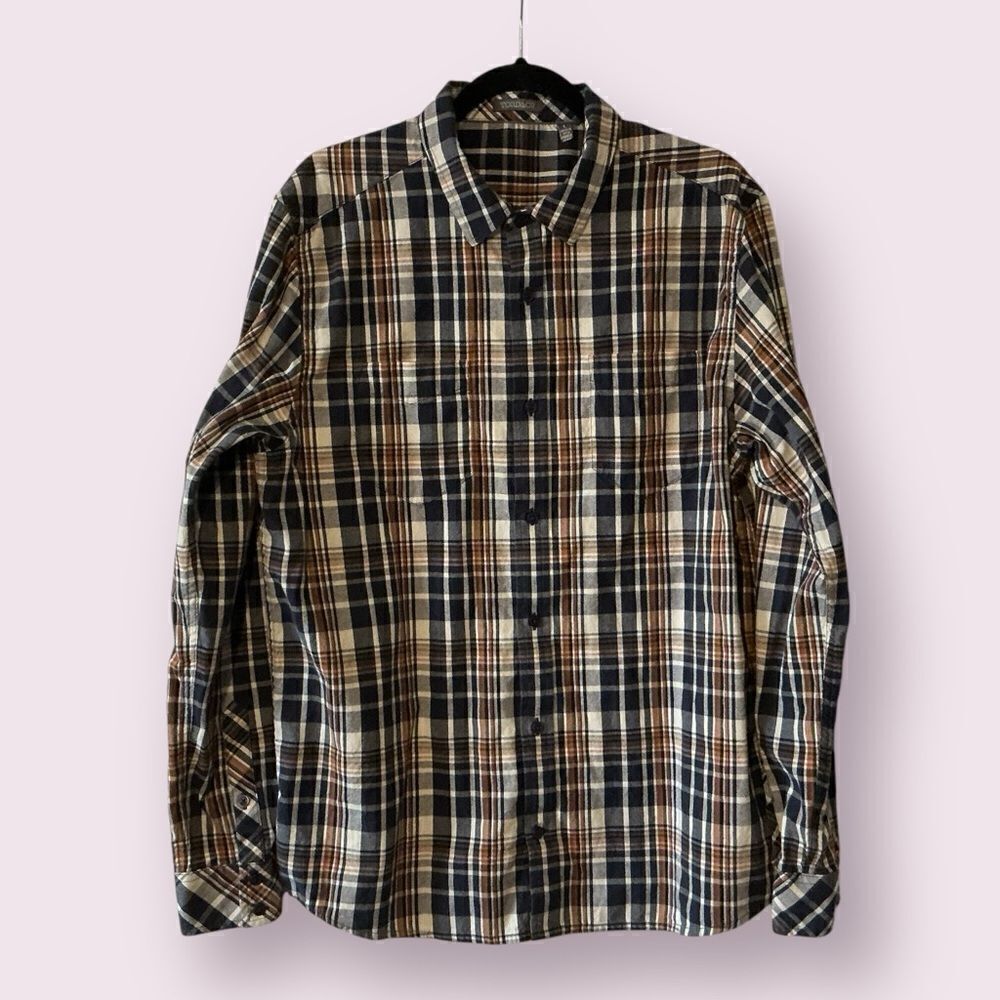 TOAD & CO. Brown Plaid Men's Dogma Long Sleeve Shirt Large Button Down